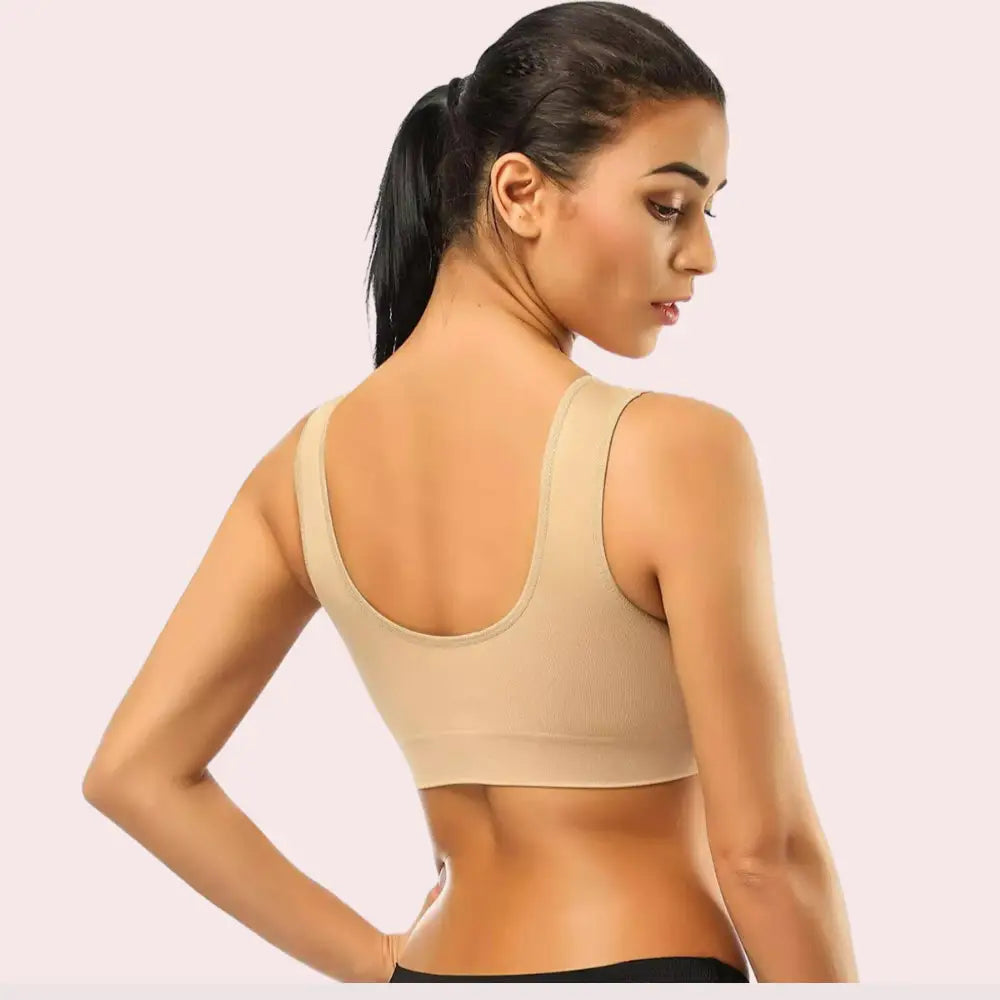 Beige Women’s Ultimate Sports Bra for Yoga & Gym