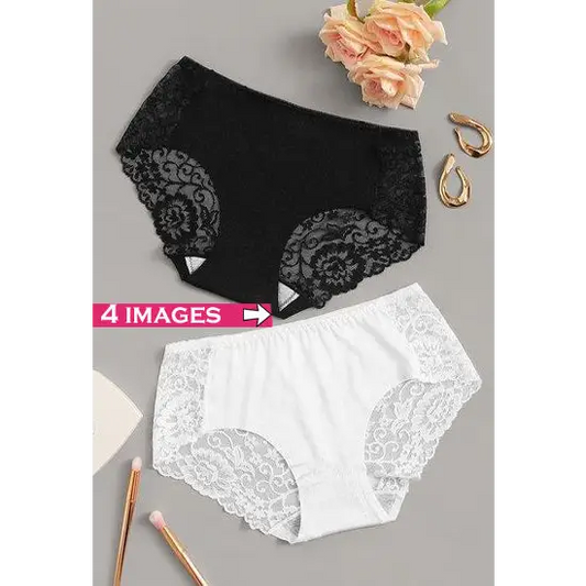 Black & White Value Pack Of 2 Lace Brief
