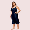 4XL 5XL Plus Size Satin Cowl Neck Dress - Boldlior