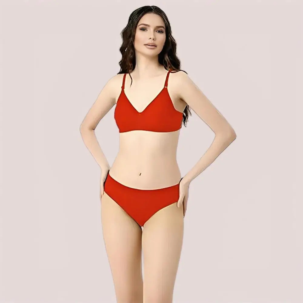Cherry Hug – Red Cotton Bra & Panty Set - Boldlior