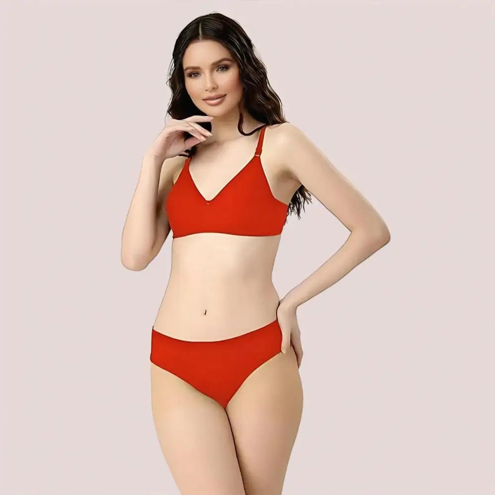 Cherry Hug – Red Cotton Bra & Panty Set - Boldlior