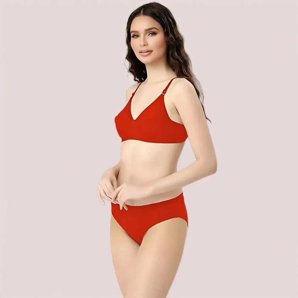 Cherry Hug – Red Cotton Bra & Panty Set - Boldlior