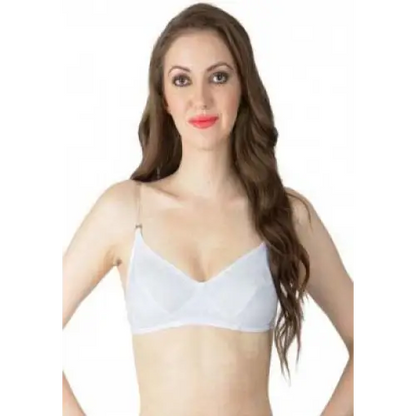 Classic White Transparent Strap Bra