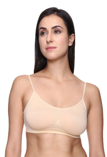 ’Comfort’ Beige Thin Straps Sports Bra