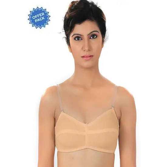 ♥Cool Creamy Transparent Strap Bra(Pk Of 2)