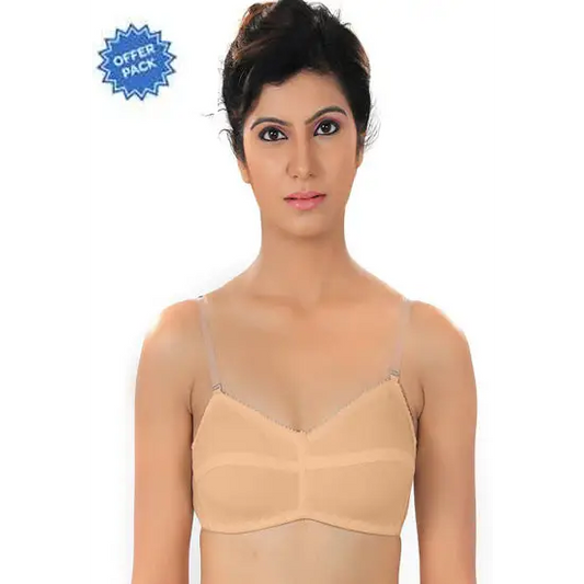 ♥Cool Creamy Transparent Strap Bra(Pk Of 2)