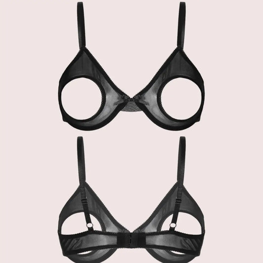 Daring & Sexy Sheer Open Cup Bralette - Boldlior