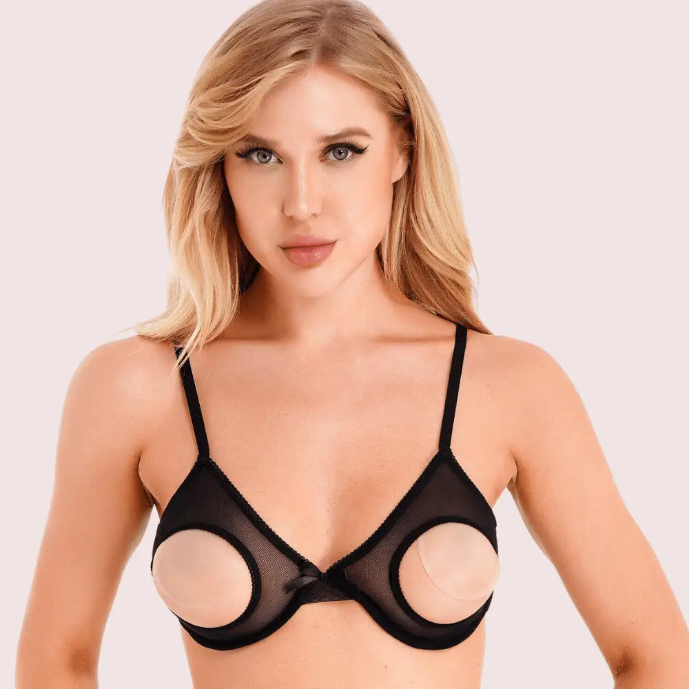 Daring & Sexy Sheer Open Cup Bralette - Boldlior