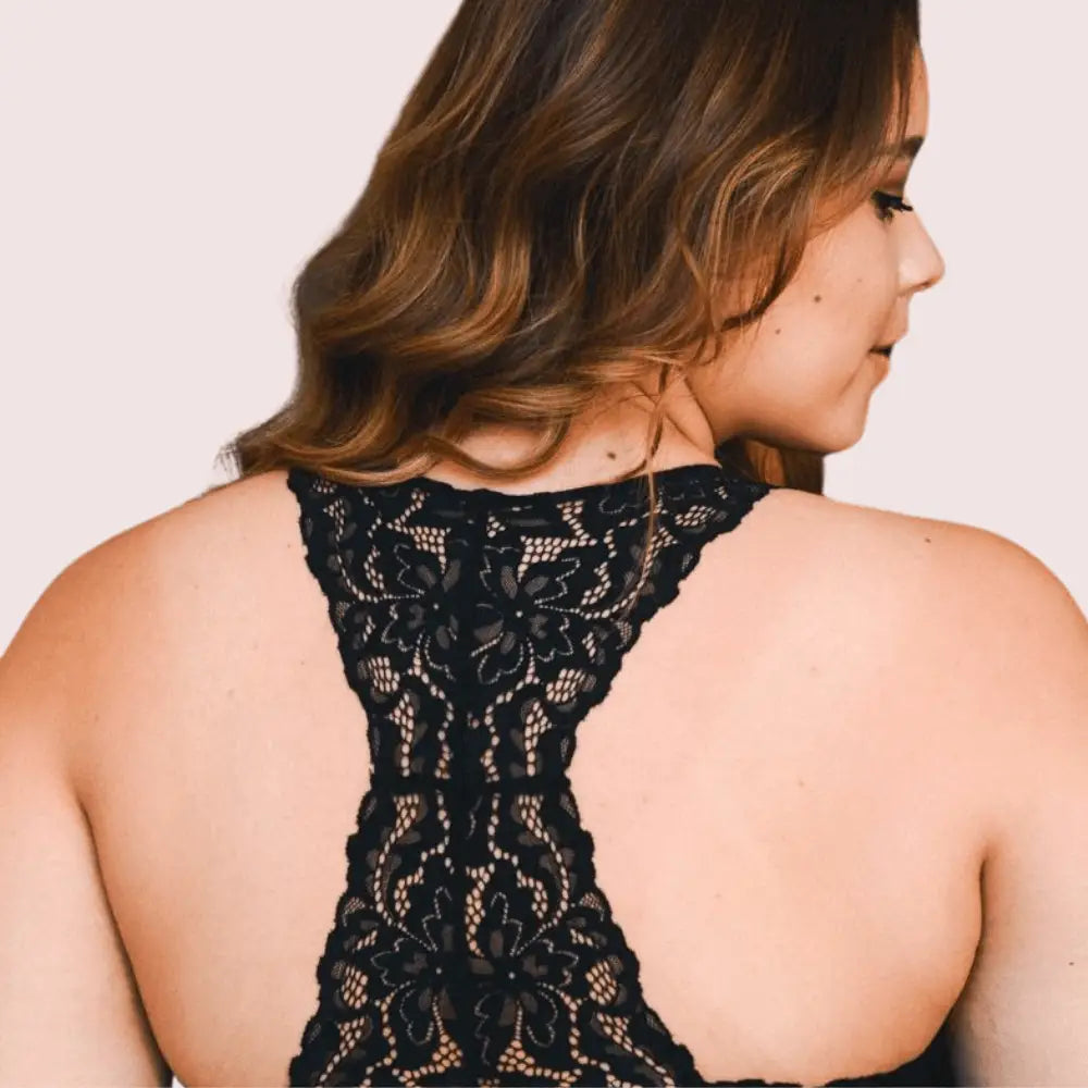 Elegant Lace Racerback Bralette for Plus Size Beauty - Boldlior