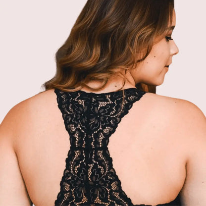 Elegant Lace Racerback Bralette for Plus Size Beauty - Boldlior