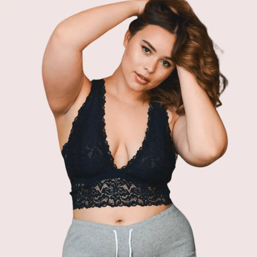 Elegant Lace Racerback Bralette for Plus Size Beauty - Boldlior