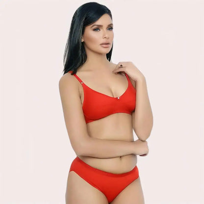 FD Organic Cotton Bra Set – Red | Soft Skin-Friendly & All-Day Comfort