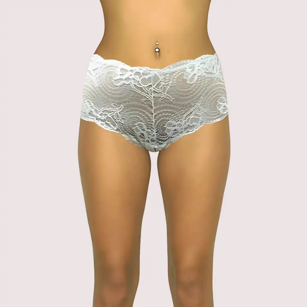 Female Floral Daisy Lace Boyshorts - XL / White