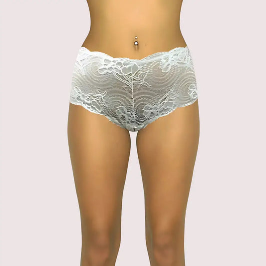 Female Floral Daisy Lace Boyshorts - XL / White
