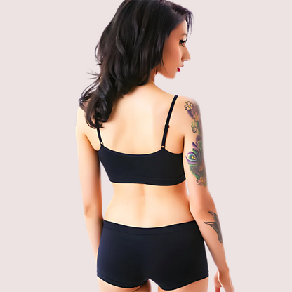 Sporty Spaghetti Strap Sports Bra Matching Boyshort