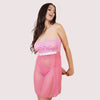 Pink Lace &amp; Sheer Seduction Babydoll - Boldlior