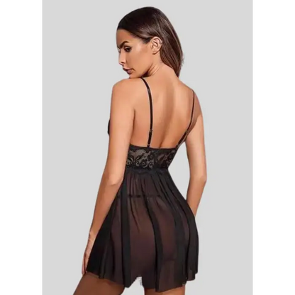 French Daina Black Lace Babydoll Nightwear