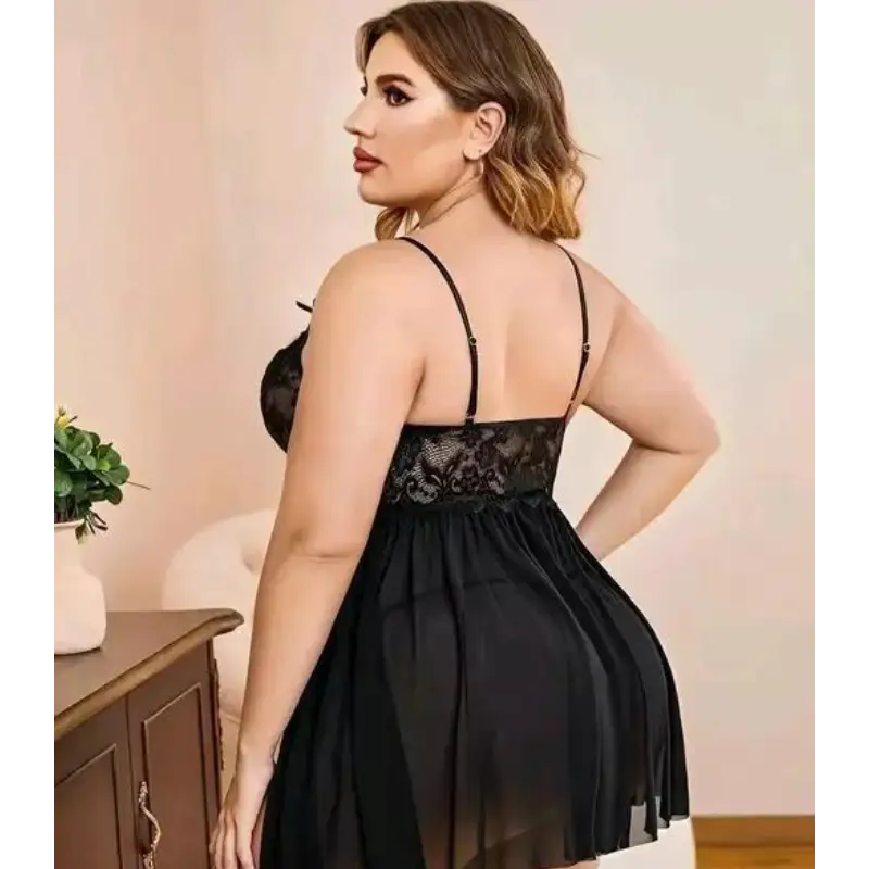 French Daina Lace and Mesh Babydoll Nightwear