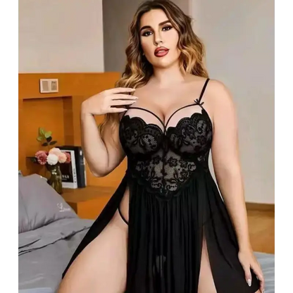 French Daina Lace and Mesh Babydoll Nightwear