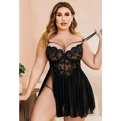 French Daina Lace and Mesh Babydoll Nightwear