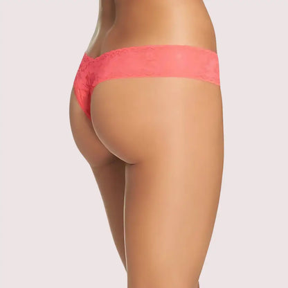 ♥ Full Floral Lace Thong Panty - L / Peach
