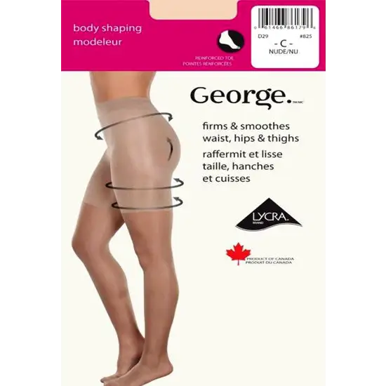 GEORGE Ladies Sexy Sheer Leg Reinforced Toe Pantyhose - One Size / Nude