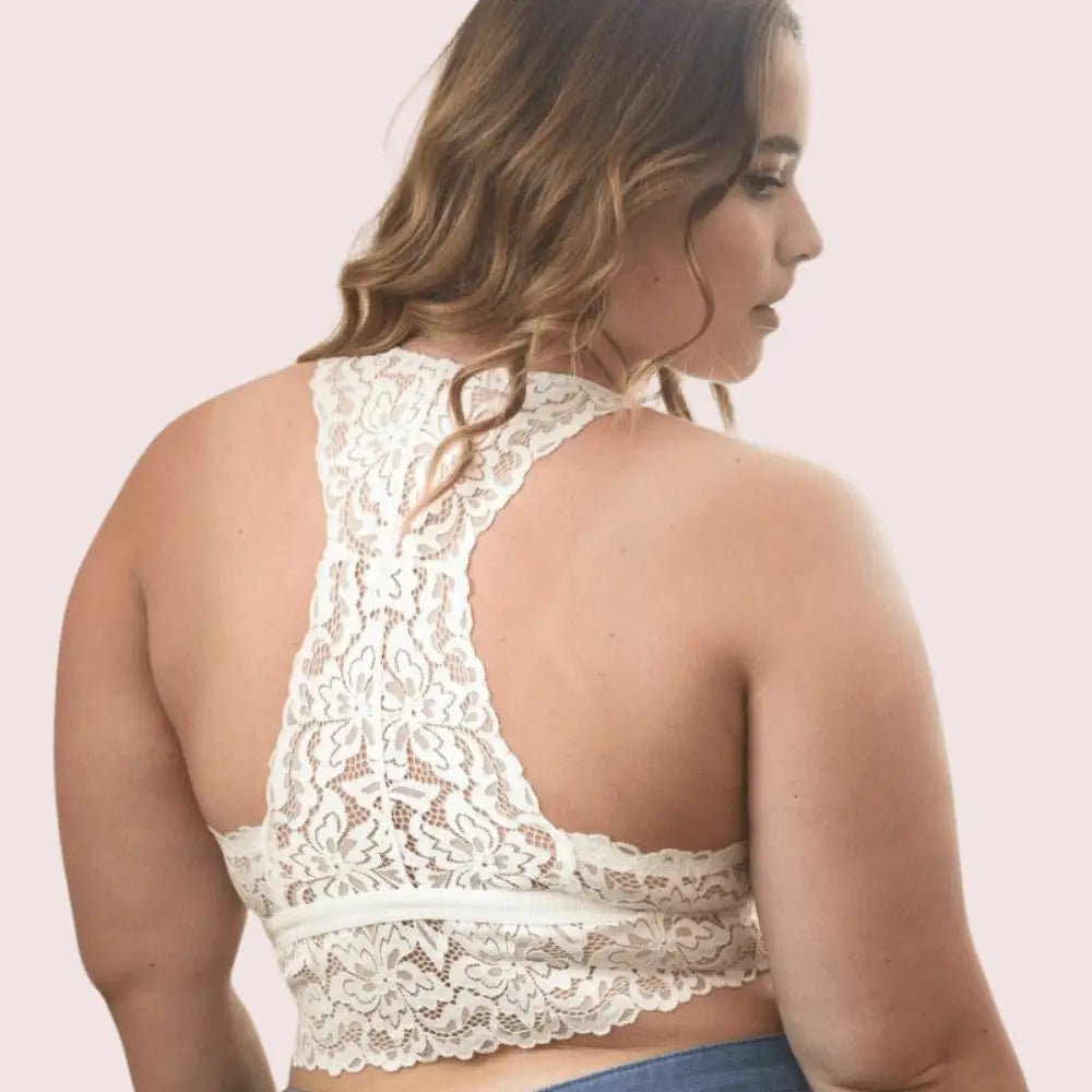 Graceful & Sexy Plus Size White Lace Bralette - Boldlior