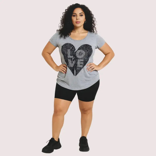 Heather Grey ’LOVE’ Heart Graphic Tee