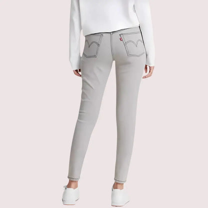 High Rise Skinny Jeans in Gray with Low Stretch