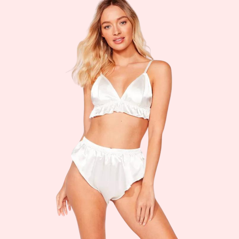 Fleur de Soie Pure Silk Satin Bra Set - Boldlior