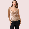 Stylish Cowl Neck Silk Camisole Tank Top - Boldlior
