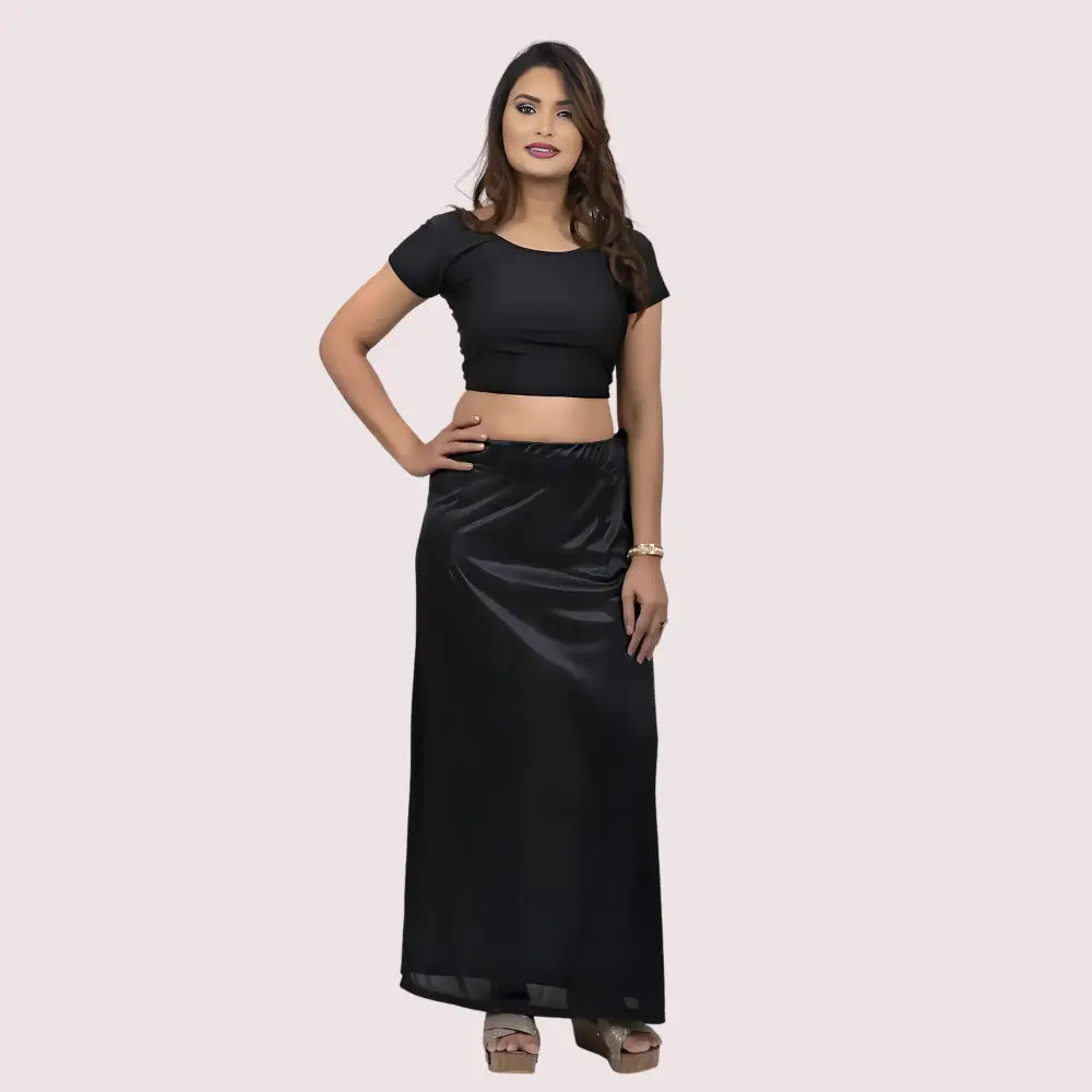 Indian Saree Satin Solid Fabric Petticoats Skirt For Her