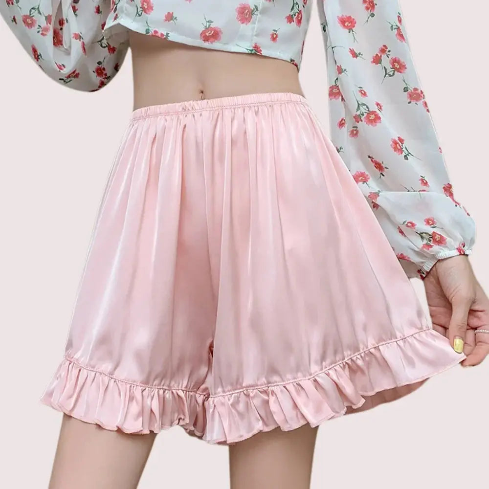 Women Ruffles Satin Faux Silk French Underwear Snazzyway