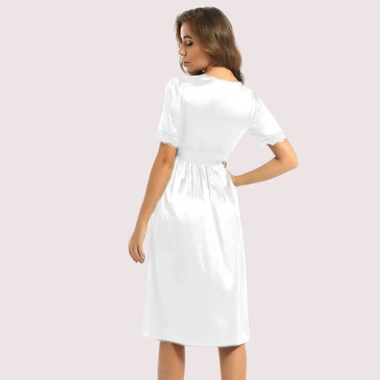 Knee length Luxury satin lounge dress