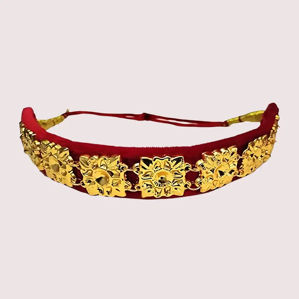 Kumauni Guloband with Nath & Mangtika – Bridal Gold Jewelry Set - Golden