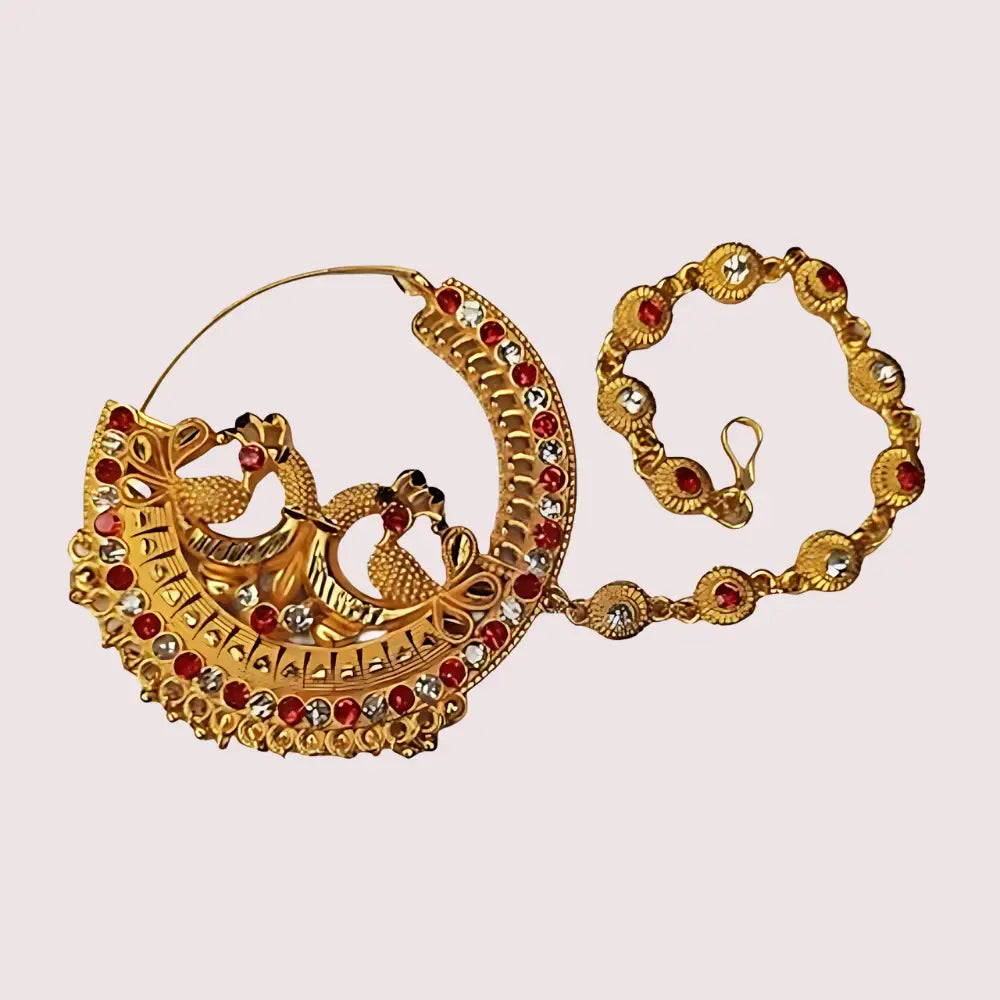 Kumauni Guloband with Nath & Mangtika – Bridal Gold Jewelry Set - Golden