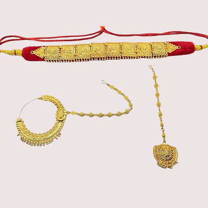 Kumauni Guloband with Nath & Mangtika - Golden