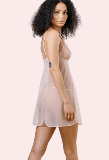 Plus Size Sheer Nightwear with Lace Cups - Boldlior