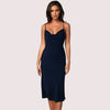 Navy Satin Cowl Neck Midi Dress - Boldlior