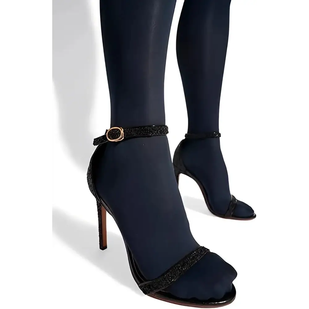 Lace Thigh-High Shree Stockings for Women - Navy Blue / One Size
