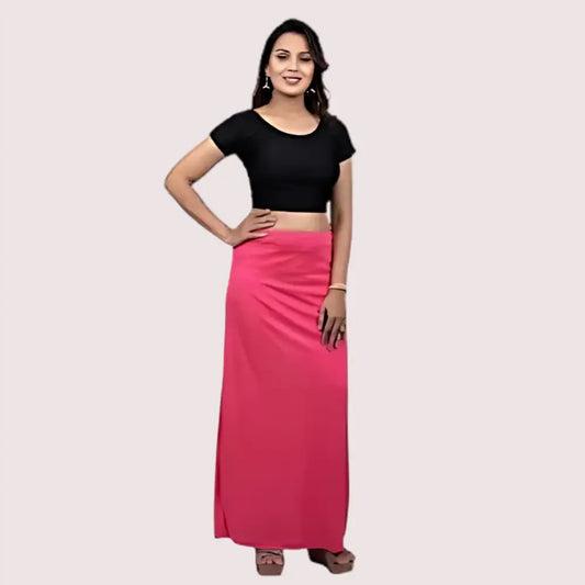 Ladies Glossy silk saree’s Pink Petticoat