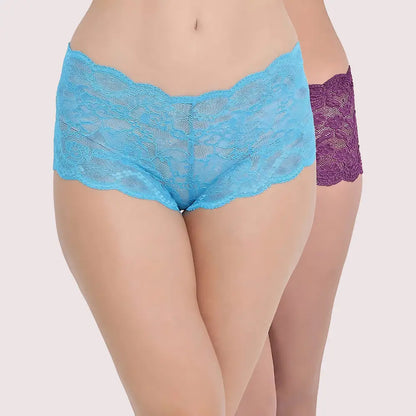 Ladies’ Lace Low Waist Multicolor Boyshorts (Pk of 2)