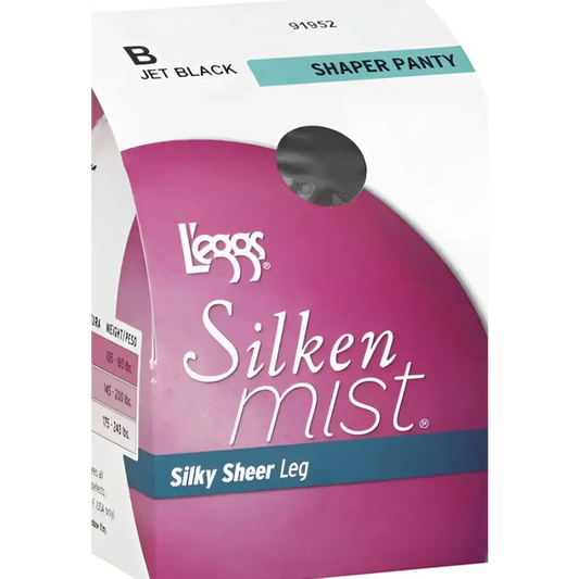 L’eggs silken mist black mist control top sheer toe - Black / One Size