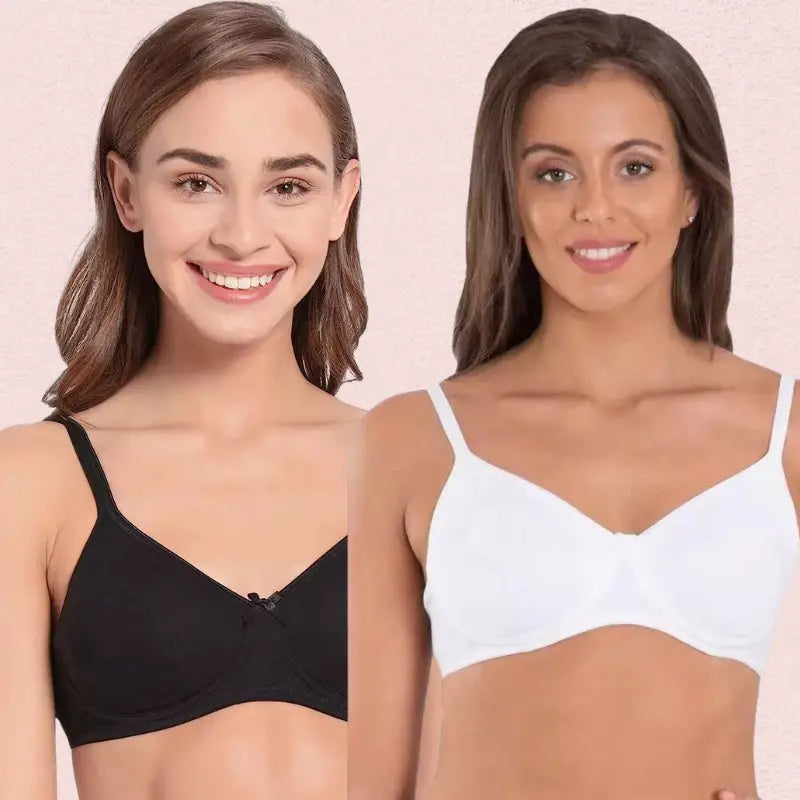 Lightweight Non-Wired Cotton Bra (Pack of 2)