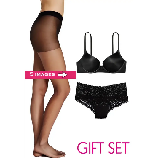 Lovely Value Pack Of Pantyhose & Pushup Bra Set