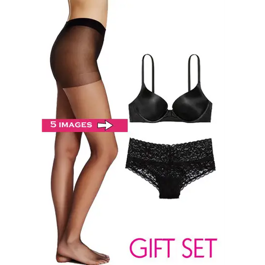Lovely Value Pack Of Pantyhose & Pushup Bra Set