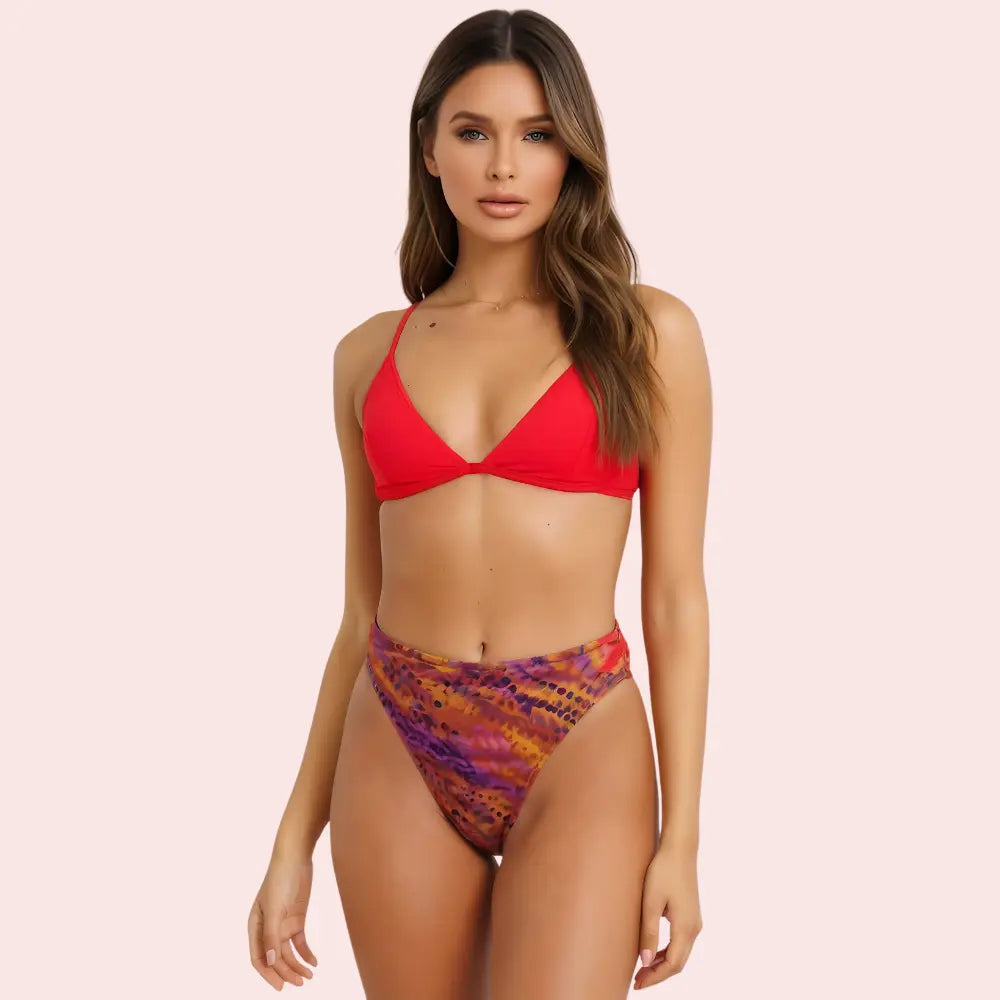 Sunset Mirage High-Waist Bikini Bottom (Bottom Only) Snazzyway