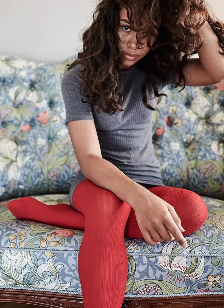 Sharp Red Control Top tights Snazzyway