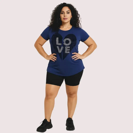 Navy Blue ’LOVE’ Graphic Casual Tee