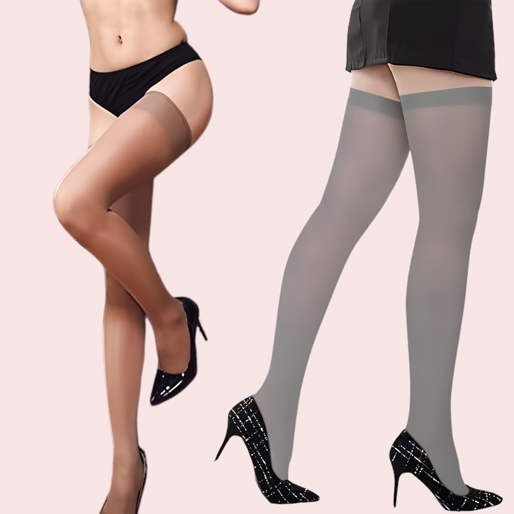 Ultra-Sheer Fashion Stockings – Pack of 2 (Nude & Grey Shades)